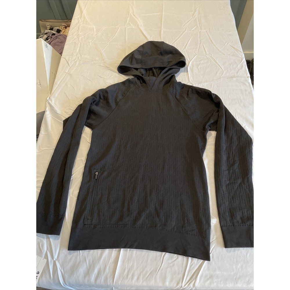 Lululemon Metal Vent Tech Hoodie Mens XS Black Textured Knit Pullover Training